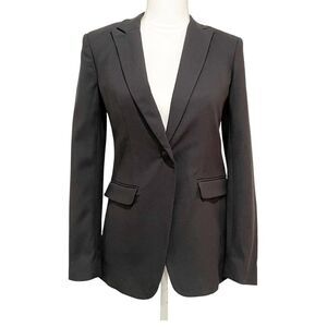 rag & bone Charcoal Gray One Button Mesh Open Back Hazel Textured Solid Blazer 0